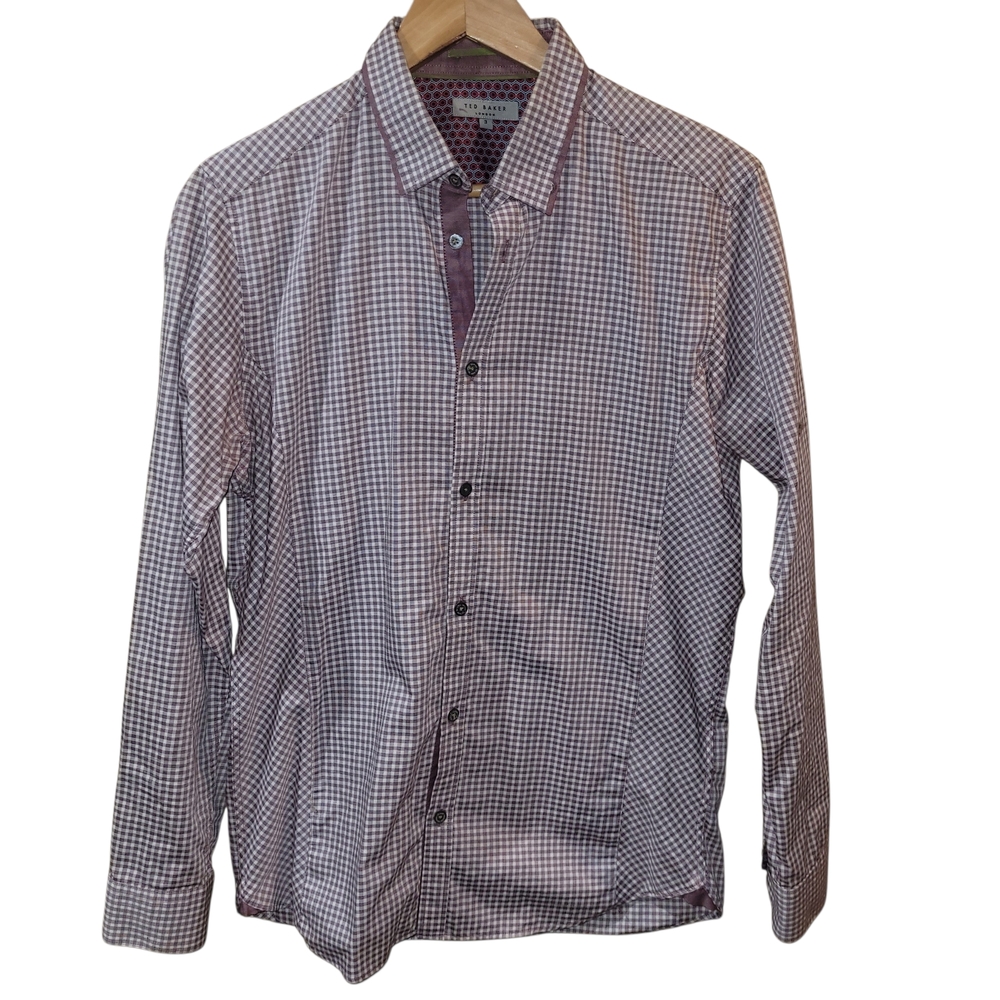 Ted Baker Purple Check Cotton Button-Down Shirt